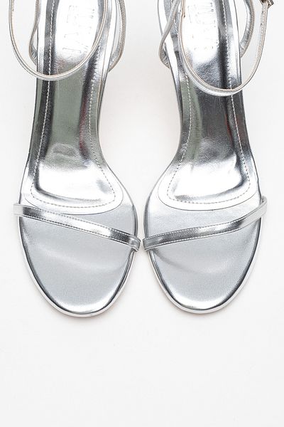 LuviShoes Pantofi cu toc pentru femei JASMINE Silver Skin cu o singură curea