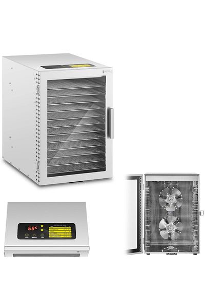 Royal Catering Deshidratator alimentar profesional pentru ierburi, fructe, ciuperci, 12 rafturi, 800 W