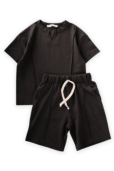 Cigit V-Neck Capri Suit 2-7 Years Anthracite