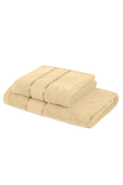 OEM Set 2 Bath Towels, Cotton, 400g/m², 50x90cm/70x135cm, Cream