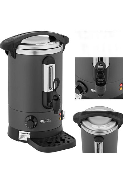 Royal Catering Warnik podgrzewacz do wody z podwójnymi ściankami i ociekaczem 6.1 L 1500 W szary