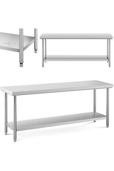 Royal Catering Stół roboczy gastronomiczny centralny z półką STAL 200 x 60 cm