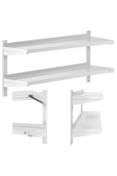 Royal Catering Raft dublu reglabil pentru catering, din oțel, 120 x 40 cm