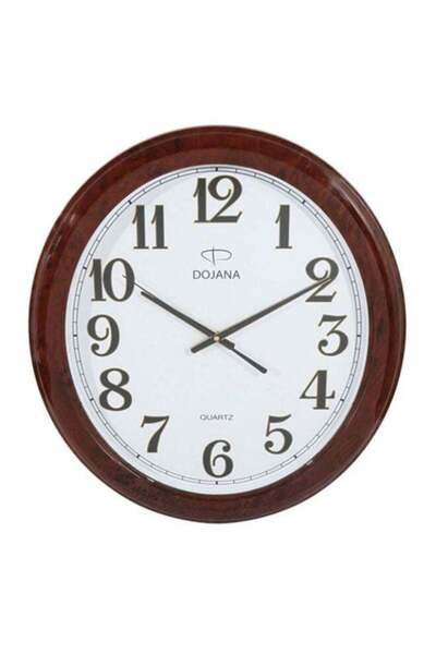 dojana ساعة حائط دائرية تناظرية باللون البني الداكن/الأبيض