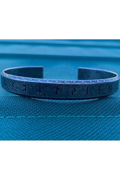 Viking Nordic Mythology Runic Alphabet Tarnish&Rust Free Adjustable 316L Steel Bracelet
