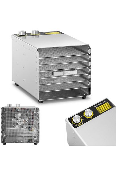 Royal Catering Deshidratator alimentar profesional pentru ierburi, fructe, ciuperci, 6 rafturi, 500 W