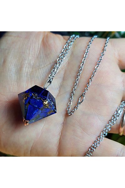 Singincraft Steel Chain Lapis Lazuli Pandul Orgonite Necklace (Hand Made Tasaeim Products)