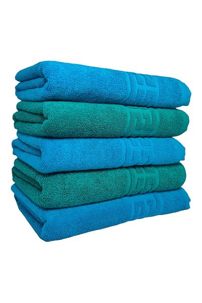 Plush Set 5 Towels, Turquoise, Green, 70x140cm, 100% Cotton 550GR