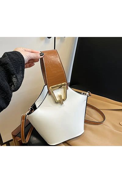 La Saade Icon Noir Élite- White Premium Gold Buckle Mini Handbag