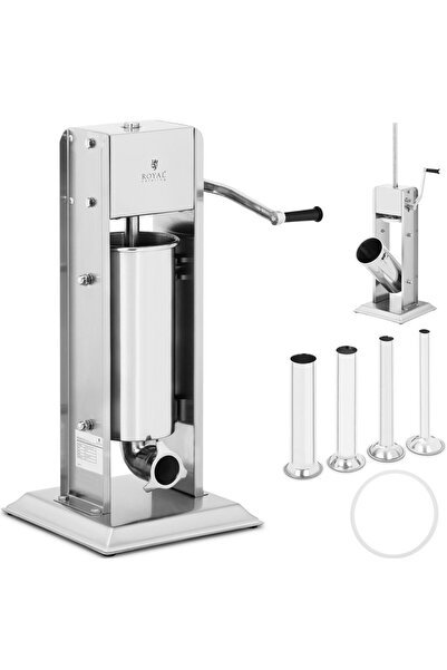 Royal Catering Mașină manuală de umplut cârnați verticală, 5 l + 4 pâlnii