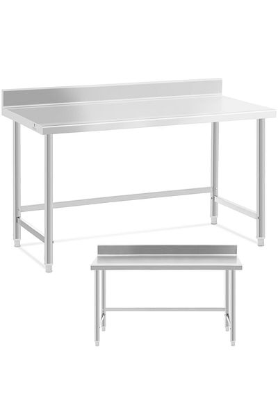 Royal Catering Stół blat roboczy stalowy nierdzewny przyścienny z rantem 150x70cm