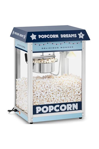 Royal Catering Aparat automat de popcorn retro TEFLON 1600 W 5-6 kg/h - albastru