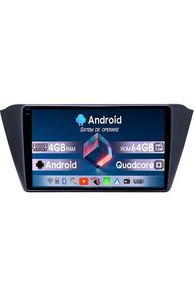 navi-it Navigatie dedicata Skoda Fabia 2015, 4GB RAM 64GB ROM, Quad Core, Display 9" QLED 1K, Carplay, Andro