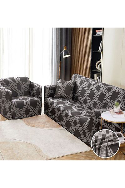 trendyhome Elastic Cover with Arms, 3-Seater Sofa, UNI, Grey, J11202