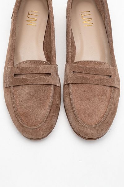 LuviShoes F02 Γυναικεία Loafer Παπούτσια από γνήσιο δέρμα Sand Suede