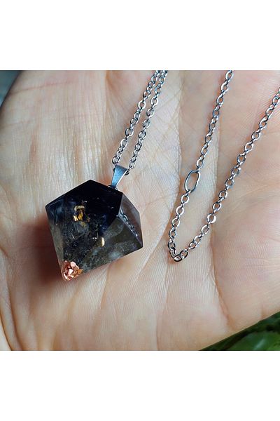 Singincraft Steel Chain Rutile Quartz Orgonite Pillar Orgonite Necklace (Handmade Tasaeım Products)