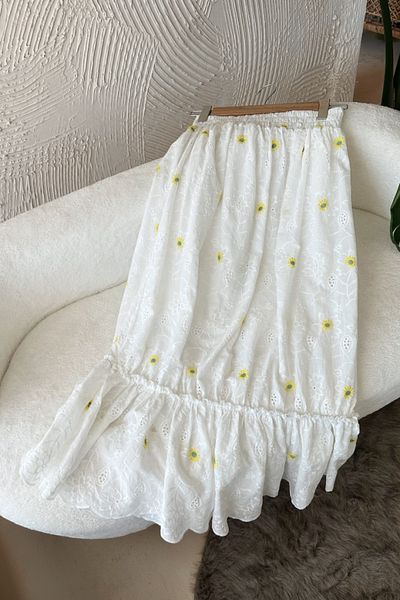 Poliyance Pelin Yellow Fisto Long Skirt