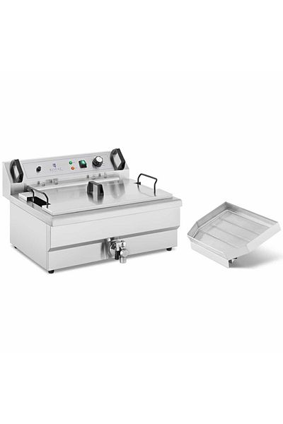 Royal Catering Friteuză de gogoși cu pește și cartofi prăjiți și scurgător, 3000 W, 16 L, 230 V