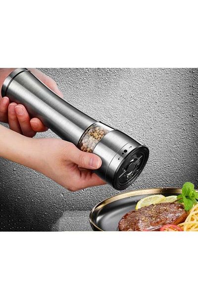COOYA Salt and Pepper Grinder Set,Stainless Steel Pepper Grinder with Tray and Adjustable Coarseness
