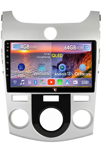 navi-it Navigatie dedicata Kia Forte Cerato 2008-2013, Silver, 4GB RAM 64GB ROM, Octacore, Android 13, Displ