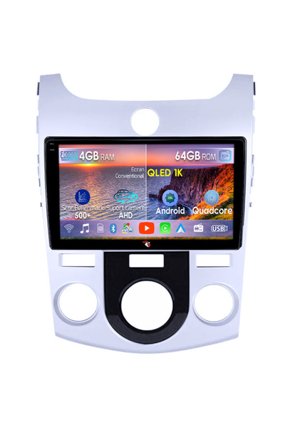 navi-it Navigatie dedicata Kia Forte Cerato 2008-2013, Silver, 4GB RAM 64GB ROM, Octacore, Android 14, Displ