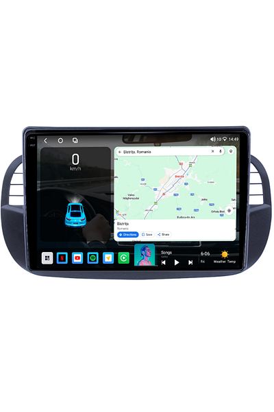 navi-it Navigatie dedicata Fiat 500, 4GB RAM 64GB ROM, Octacore, Android 14, Display QLED 1K 9", Carplay&And