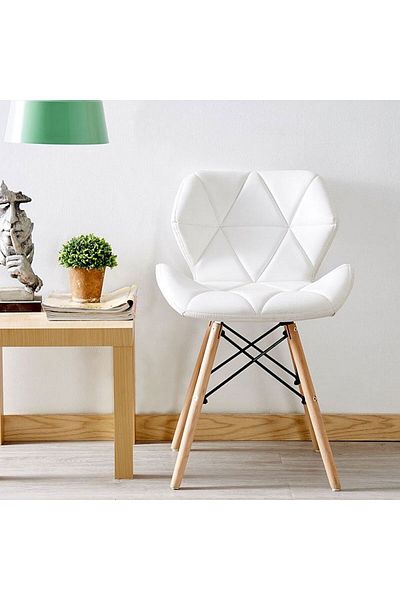 PROCART Scaun de bucătărie, cadru din lemn, design scandinav, alb