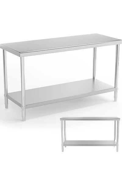 Royal Catering Stół blat roboczy centralny stalowy z półką 150 x 60 cm do 230 kg