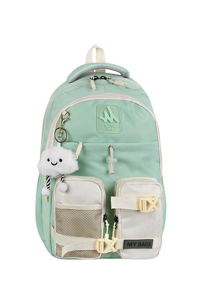 Alanç Gift Kawaii Korean Style Backpack with Back Support Waterproof Junior High and High School School Backpack with Plush Accessories