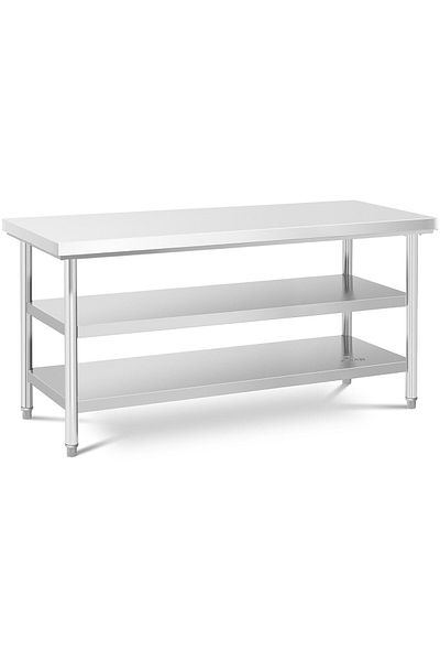 Royal Catering Stół blat roboczy centralny stalowy 2 półki 180 x 60 cm