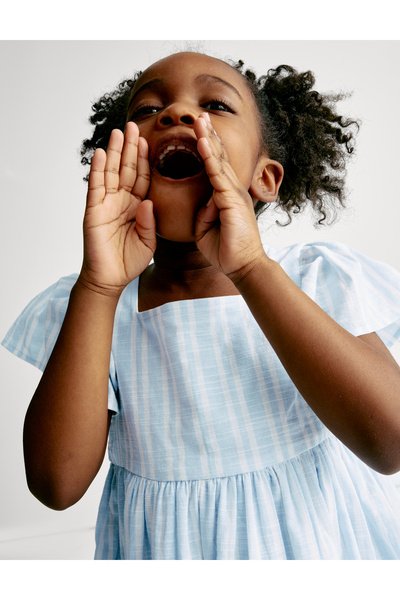 Marks & Spencer Saf Pamuklu Çizgili Elbise (2-8 Yaş)