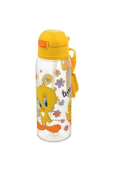 Alper Banyo Tweety Patterned Mono Children's Water Bottle with Straw - 500 ml Leakproof Water Bottle with Locking Lid (726-52)