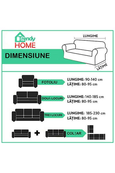 trendyhome Elastic Cover with Arms, 3-Seater Sofa, Grey/White/Black, J14837
