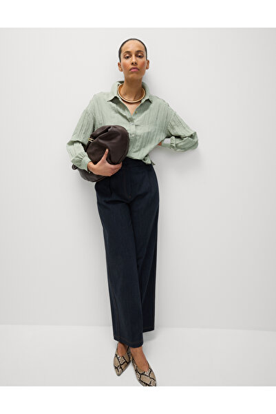 Marks & Spencer Kırışık Dokulu Yaka Detaylı Gömlek