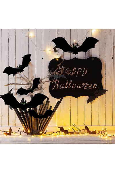 TMRBBesty Set of 5 Halloween bats TMRB Besty, plastic, black