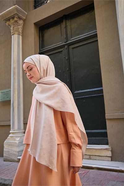 Silk Home Монограмен памучен копринен шал 461001-15