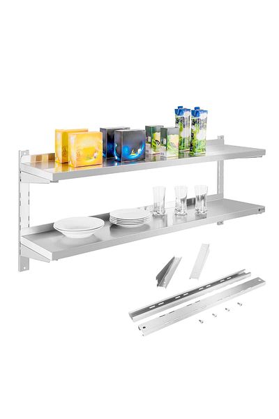 Royal Catering Raft dublu de perete din oțel, reglabil, 140 cm