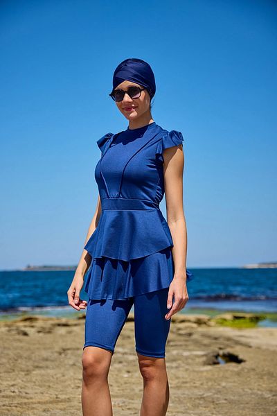 Starinci Mayo Ημικλειστό μαγιό Lycra μανίκι Fulya Tesettür Indigo INDIGO