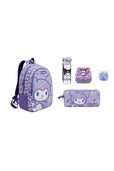 GENC DIJITAL BASKI Kuromi 2025 Year Original New Season School Bag Set (5 Pieces)