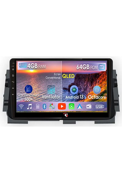 navi-it Navigatie dedicata Nissan Kicks Micra P15 2016-2020, 4GB RAM 64GB ROM, Octacore, Android 13, Display
