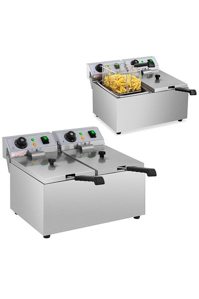 Royal Catering Friteuză electrică dublă, catering, 230 V, 2 x 3200 W, 2 x 8 L