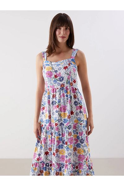 LC Waikiki Lcw comfort mixed square neck floral poplin dress