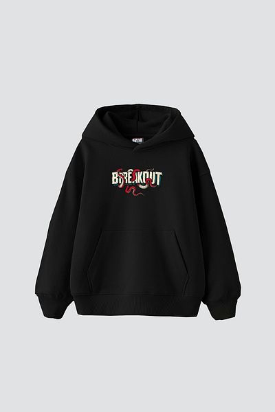 Bak Moda Breakout Printed Oversize Women's Black Hoodie