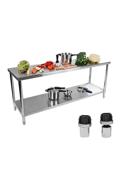 Royal Catering Stół do kuchni blat roboczy stal nierdzewna dolną półka 200x60cm