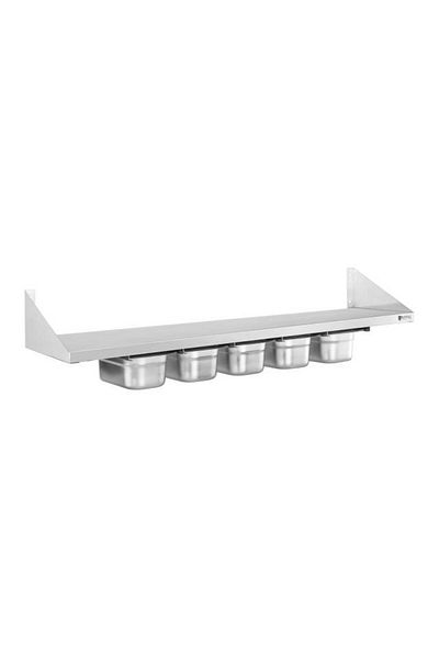 Royal Catering Raft de perete suspendat pe console din oțel inoxidabil cu recipiente GN1/4