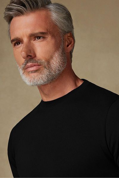 Abbate Easy Combed Cotton Comfort Fit Black Crew Neck Men's Plain T-Shirt