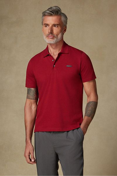 Abbate Royal Pike Cotton Comfort Fit Claret Red Polo Collar Men's Plain Polo Shirt