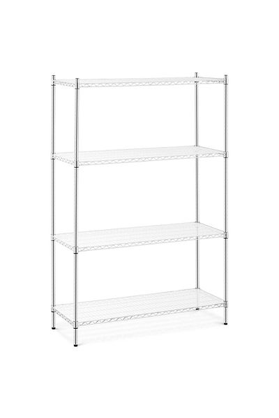 Royal Catering Raft de atelier cromat, ajurat, cu 4 rafturi + 4 covorașe, până la 1 t 1000 kg, 120x45x180 cm