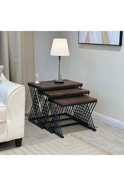 l'elefante Epic Triple Nesting Coffee Table Set with Sleek Storage Magic, Ultimate Luxe Living Room Furniture