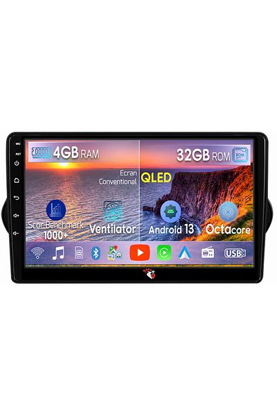 navi-it Dedicated navigation for Fiat Tipo 2015-2018, 4 GB RAM 32 ROM, Android 13, QLED display, 9", DSP, Carplay,